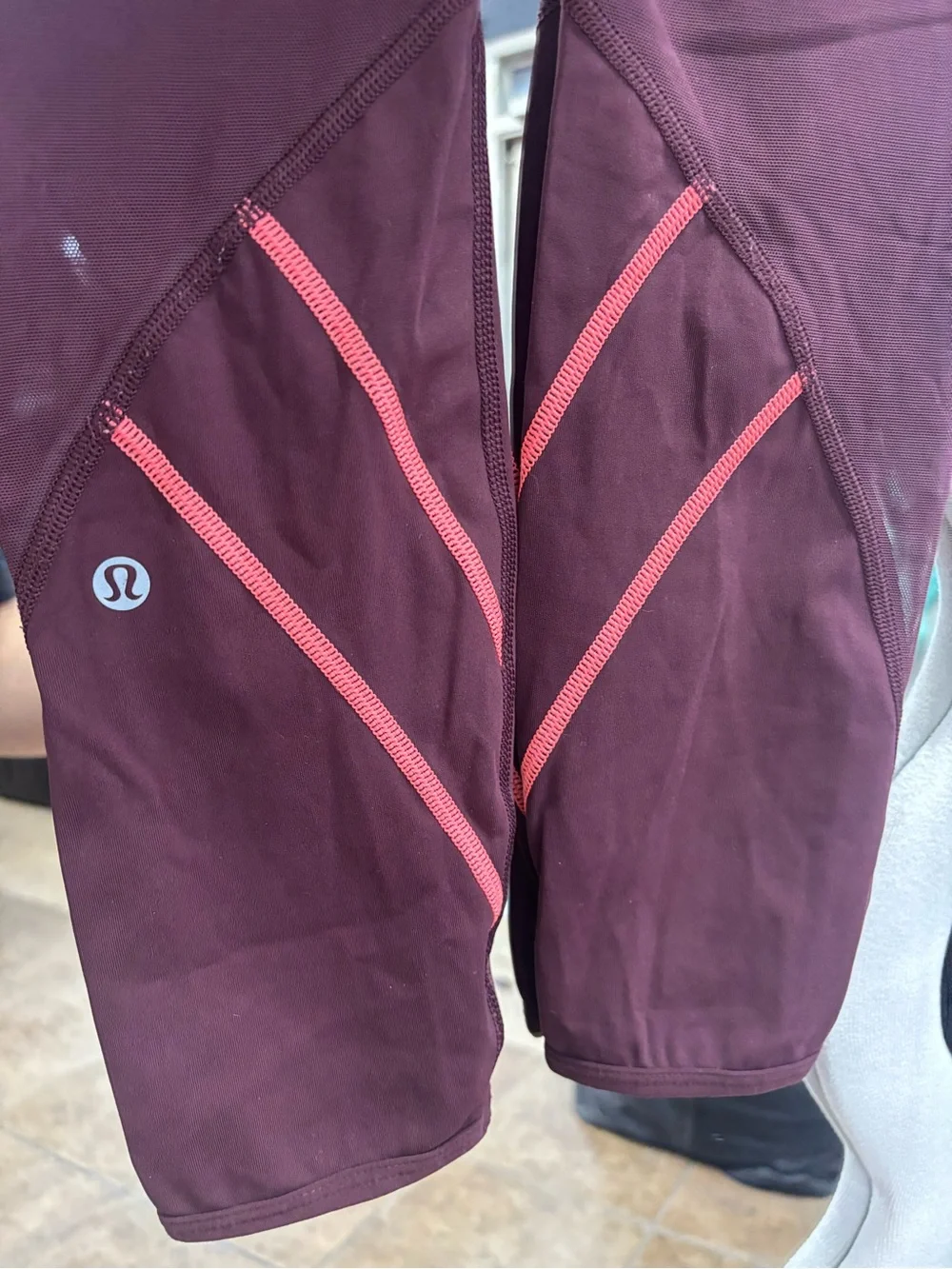 lululemon athletica Burgundy Leggings with Pink Accent